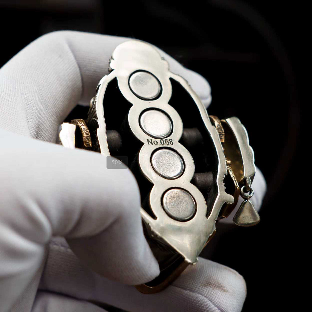 EDC Gadgets – Bronze Mechanical Rose Skull Mask with Interactive Art detail image - detail view 4