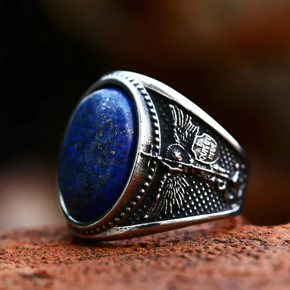 Gothic Cross Ring – Saint Michael with Mystic Guardian Punk Statement variant image - product view 4