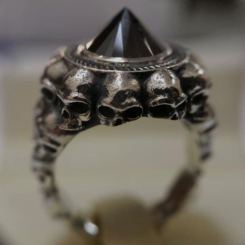 Gothic Skull Ring – Aneka Crystal Zircon Punk Biker Statement variant image - product view 3