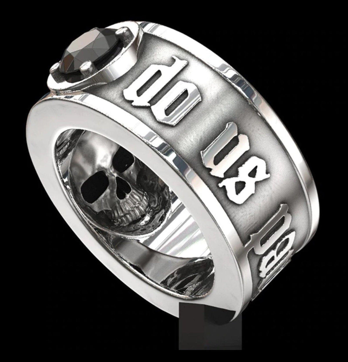 Gothic Skull Ring – Til Death Do Us Part Black Zircon Punk Eternal Love product image
