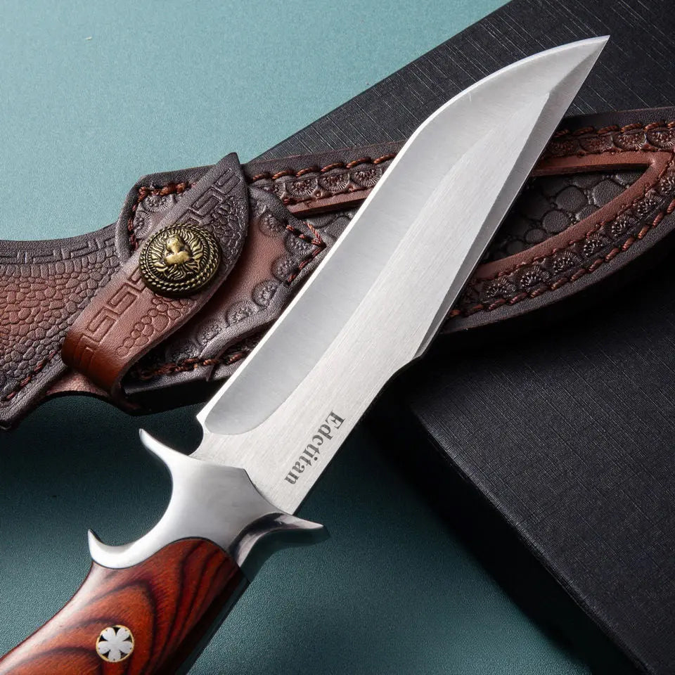 Leather Fixed Blade Knife – TimberEdge M390 with Ebony Handle with Hand-Carved Sheath EDC variant image