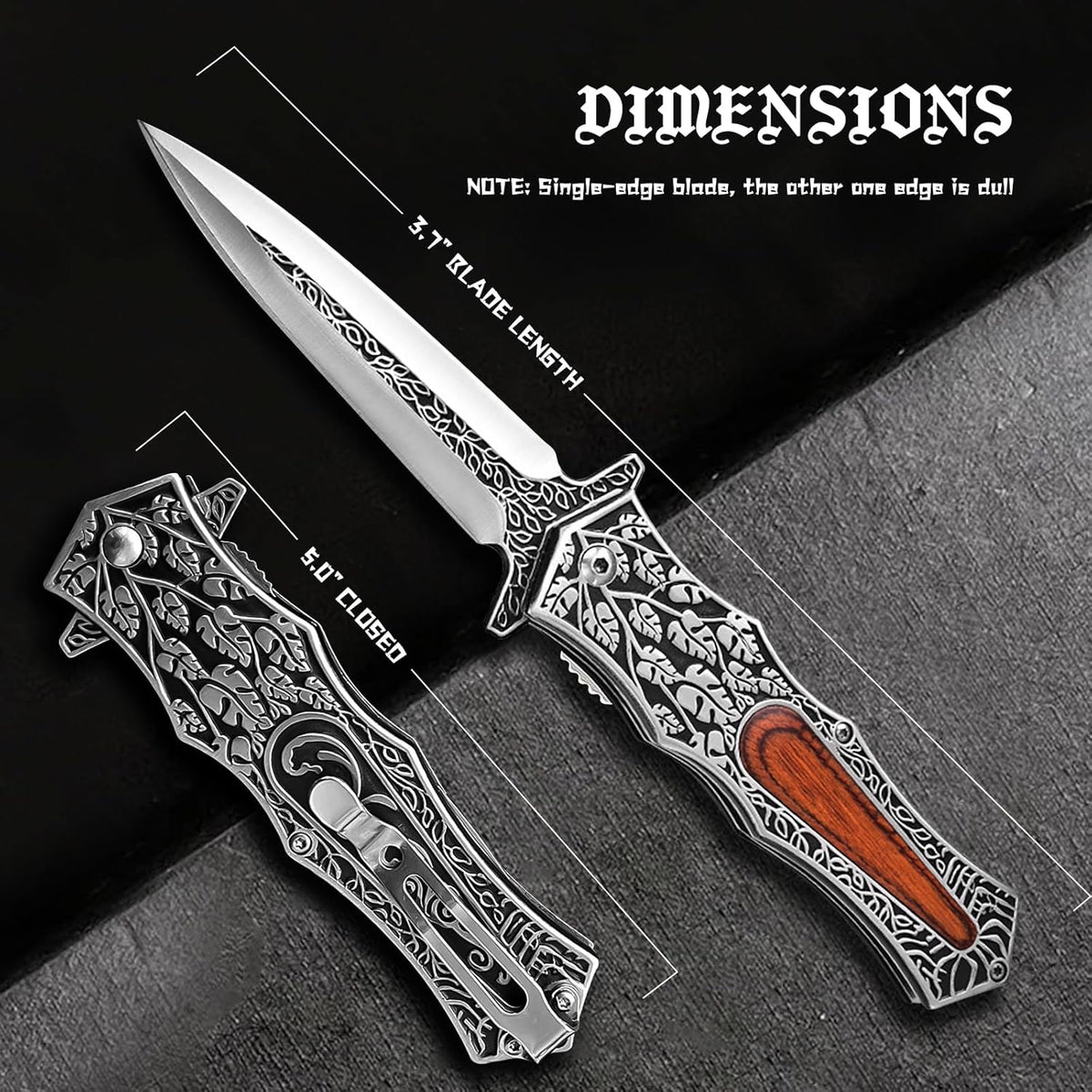 Stainless Steel EDC Knife for Everyday Utility, Collecting, And Outdoor Tasks detail image - detail view 4