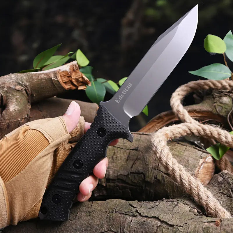 Stainless Steel Fixed Blade Knife – Full Tang Stonewash Tactical Sheath Survival Hunting detail image - detail view 10