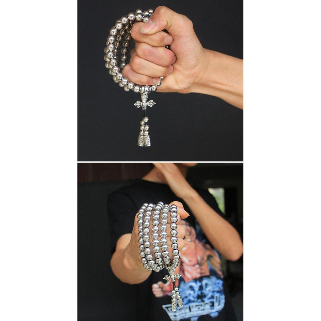 Stainless Steel Necklace – 108 Buddha Beads Mala with Multi-Function Self Defense detail image - detail view 6