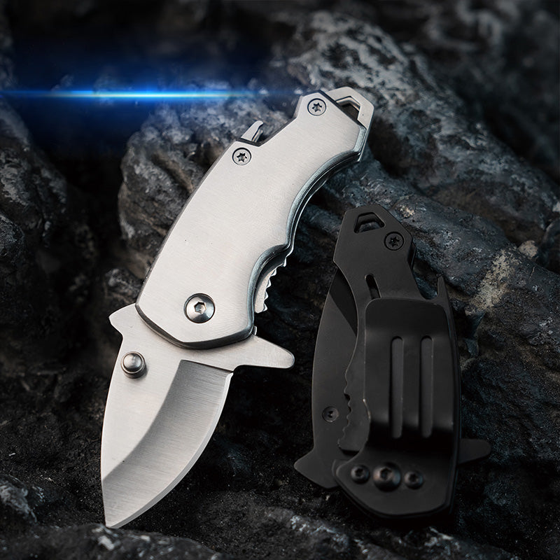 Stainless Steel Utility Knife – Shark Fang Mini Folding with Keychain EDC detail image - detail view 5