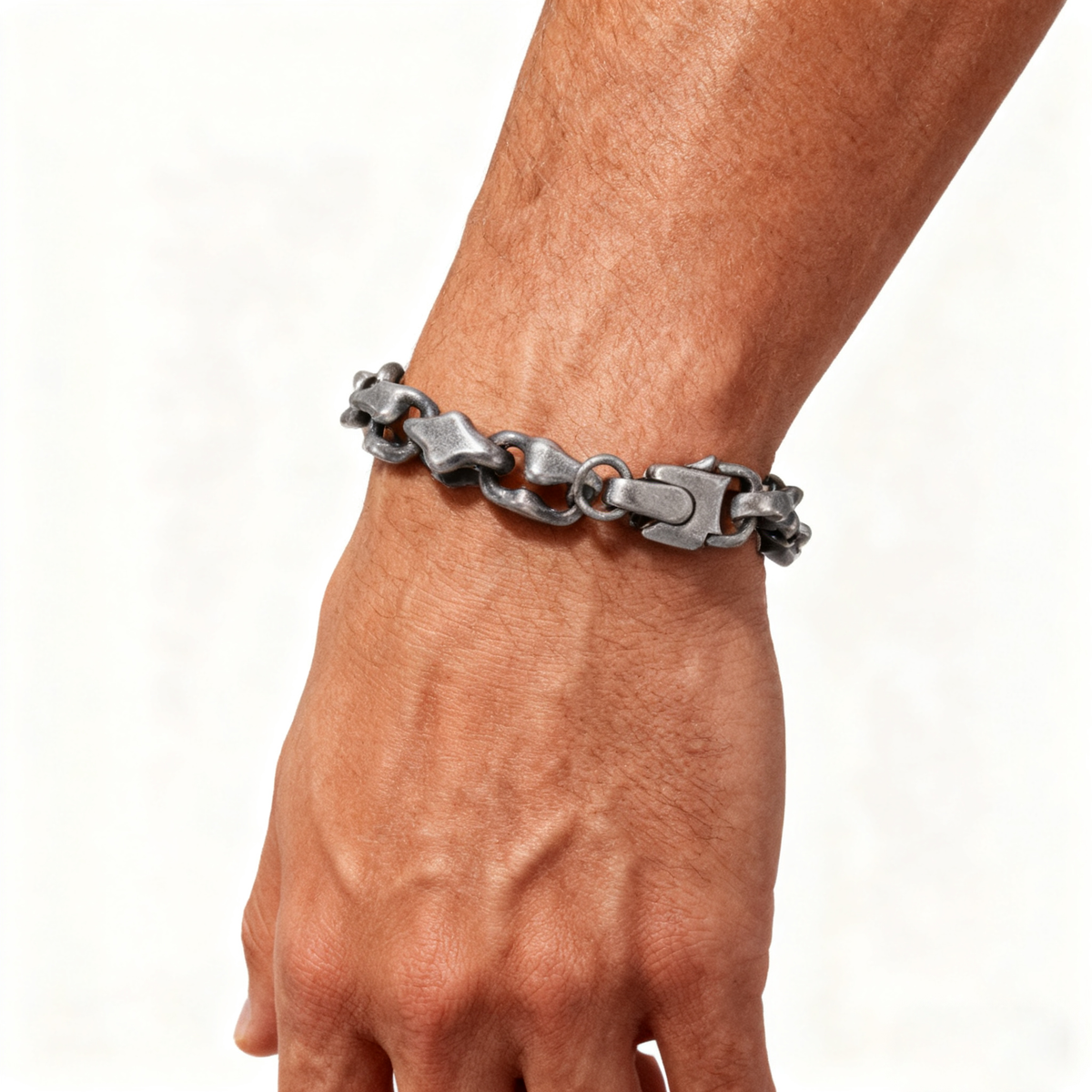Titanium Bracelet – Midnight Starfall Matte Steel Unisex Cuff with Hip-Hop Style detail image - detail view 8