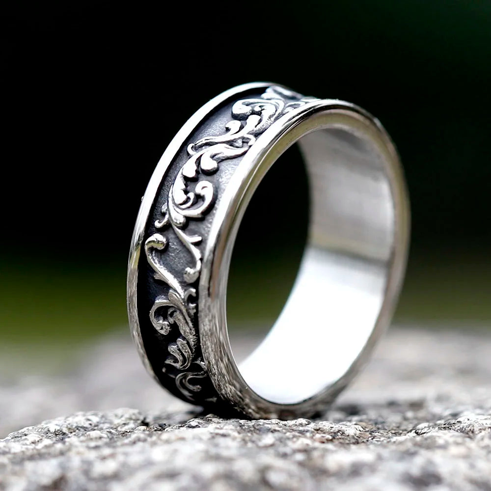 Viking Rune Ring – Punk with Gothic Spindrift Wave Biker Statement detail image - detail view 3
